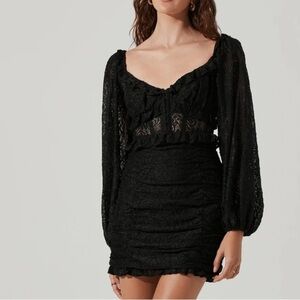 NWT ASTR THE LABEL Long Sleeve Corset Bodice Lace Detail Mini Dress Size Small